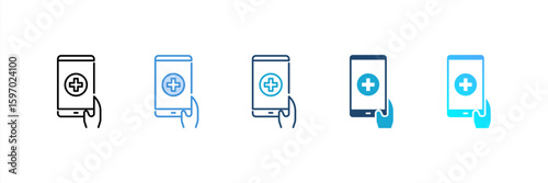 Medical App icon set multiple style collection