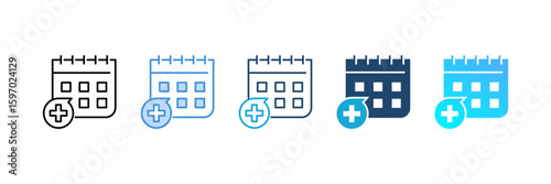 Calendar icon set multiple style collection