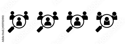 Hiring icon logo design. Search job vacancy sign and symbol. Human resources concept. Recruitment