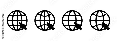 Web icon logo design. go to web sign and symbol. web click icon. Global search icon