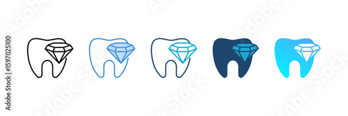 Tooth Jewelry icon set multiple style collection