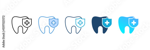 Dental Protection icon set multiple style collection