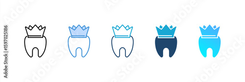 Dental Crowns icon set multiple style collection