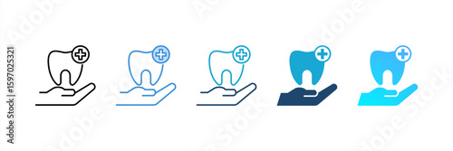 Dental Care icon set multiple style collection