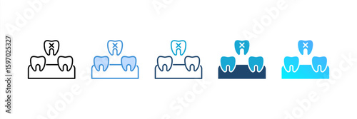 Loose Tooth icon set multiple style collection