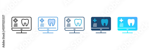 Tooth icon set multiple style collection