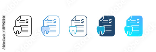 Medical Invoice icon set multiple style collection