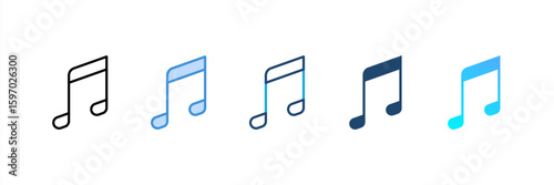 Musical Note icon set multiple style collection