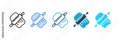 Rolling Dough icon set multiple style collection