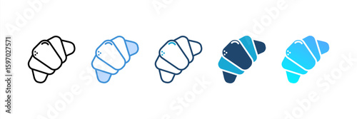 Croissant icon set multiple style collection