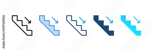 Stairs icon set multiple style collection
