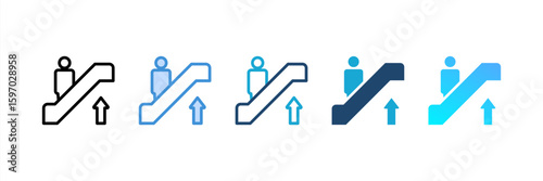 Escalator icon set multiple style collection