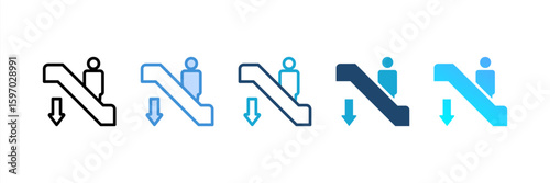 Escalator icon set multiple style collection