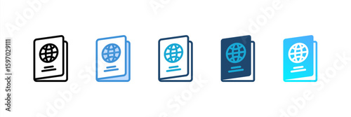 Immigration icon set multiple style collection