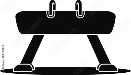 Pommel Horse Gymnastics Equipment Silhouette Vector Icon Illustration