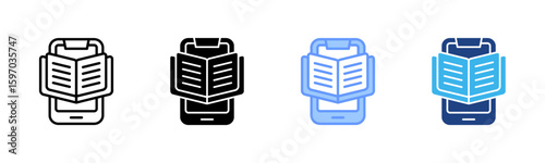 Ebook icon set multiple style collection