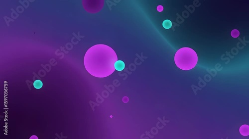Floating Pink and Turquoise Spheres on Blue Purple Gradient Abstract Background
