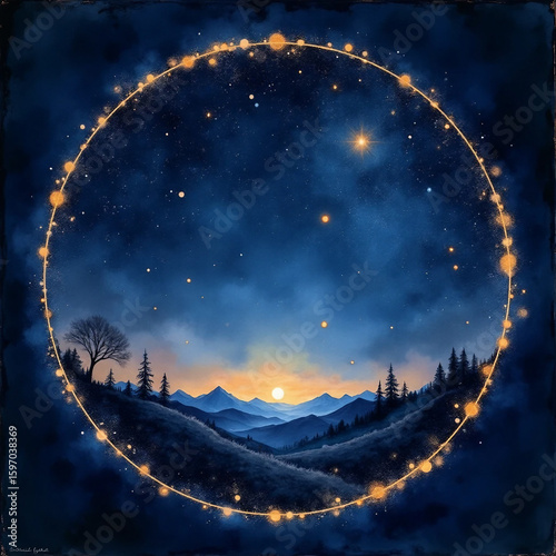 Star Map with Milky Way and Constellations