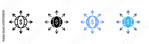 Market Expansion icon set multiple style collection