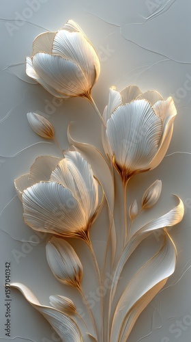 Elegant Gold And White Tulips