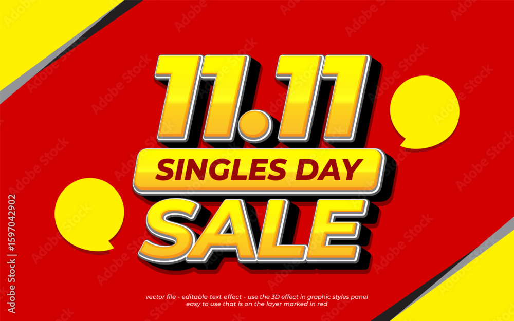 Fototapeta premium 11.11 singles day sale vector background illustration for banner promotion