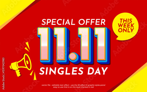 11.11 singles day sale, Shopping day sale vector background illustration for banner