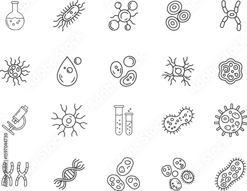 Wallpaper Mural Microbiology and Virology Science Line Art Icon Collection Torontodigital.ca