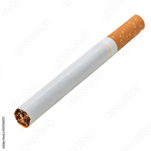 Photo of a single cigarette isolated on a transparent background