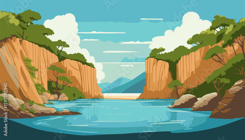 A hidden lagoon surrounded by cliffs