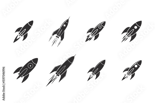 Rocket vector illustration, black icon	.