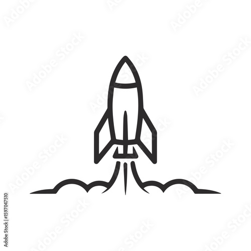 Rocket vector illustration, black icon	.
