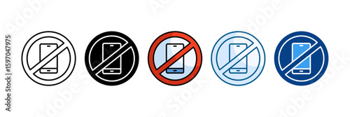 No Phone Icon Set Multiple Style Collection
