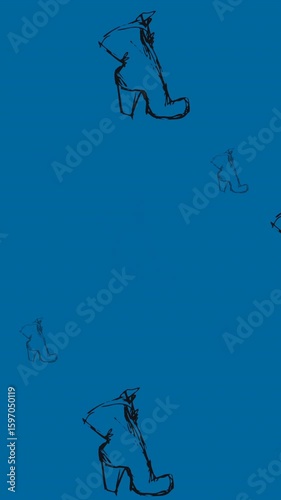 Animation of high heels repeated on blue background