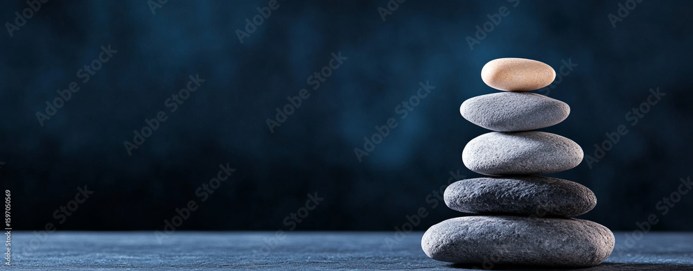 Obraz premium Balanced stones create serene atmosphere, symbolizing harmony and tranquility