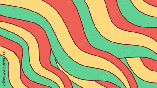 Retro Psychedelic Wavy Background. Colorful Vintage Swirl Abstract Collection
