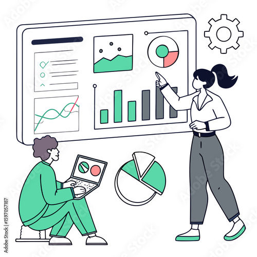 Business meeting with analytics and charts graphs