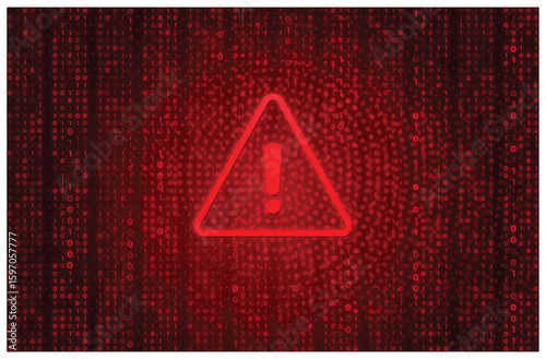 Concept of Hacker warning. Attention Danger Symbol on circuit board and dark red background. Data Breach, Malware, Cyber Attack, Hacking, and Security protection Concept