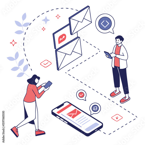 People communicating digitally with emails and chats digital communication smartphone