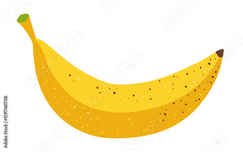Banana fruit trendy vector illustration. Whole banana, ripe fruit with texture. Abstract Hawaiian childish drawn sign stylized design art for kids, sticker, card, poster, cover