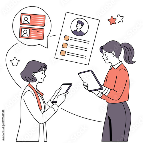 Recruiters reviewing resumes using digital tools recruitment hiring