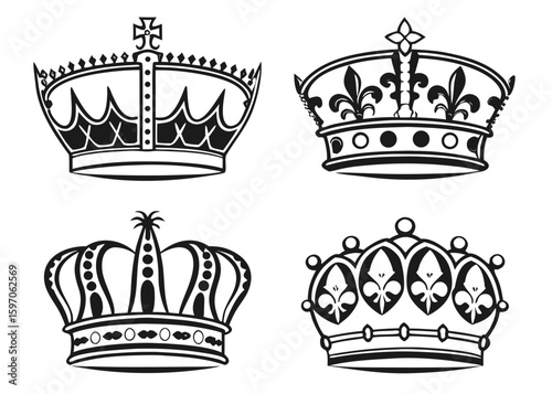Royal crowns ornate regal symbols monarchy