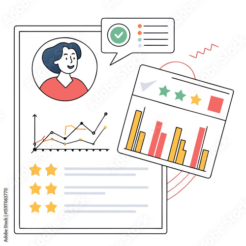 User profile with graphs and star ratings statistics data analysis