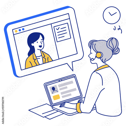 Video call conversation between two women with shared document online meeting communication