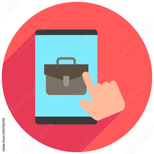 Portfolio rounded flat color, mini illustration icon. use for modern concept, print, UI, UX kit, web and app development. Vector related to remote working, work from home