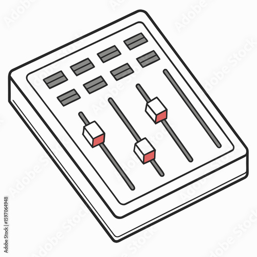 Audio mixer with sliders and buttons sound control