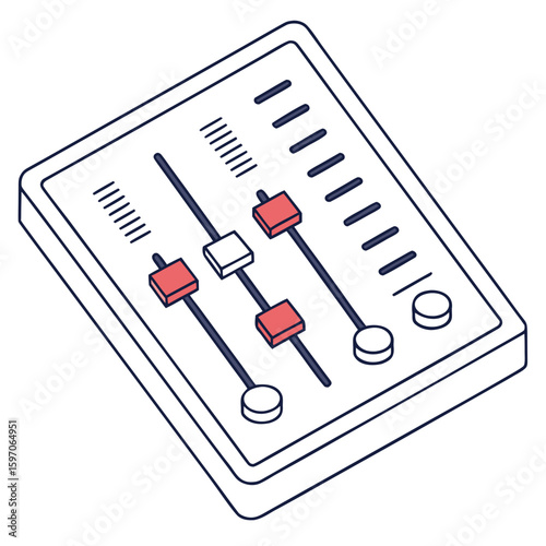 Audio mixer sliders and knobs sound control equalizer