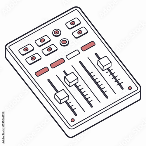Audio mixer with sliders and buttons soundboard mixing console