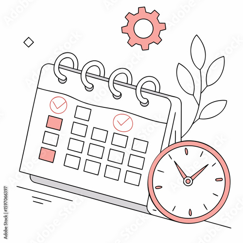 Calendar and clock with checks time planning
