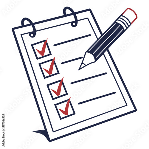 Checklist with red ticks and pencil to do list task