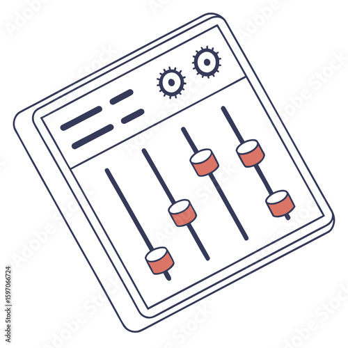 Control panel with sliders and gears switches settings